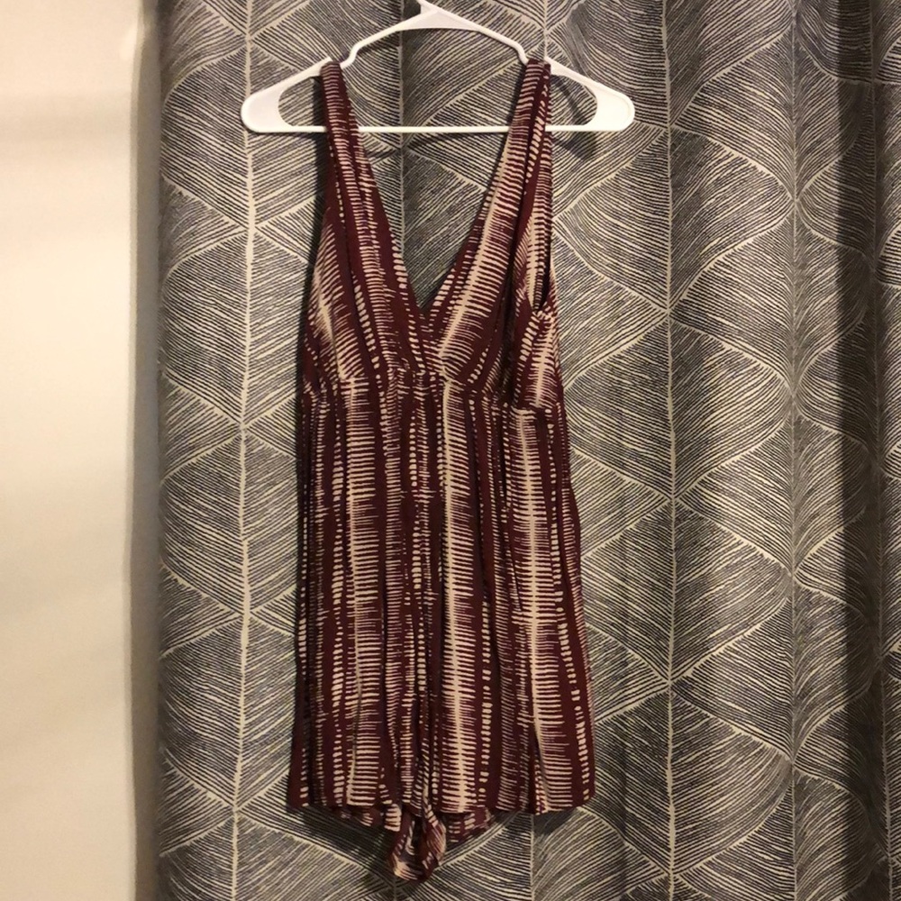 Wild Fable Burgundy/Cream Boho Romper